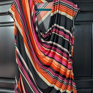 Worthington Multicolor Striped Cowl Neck Top